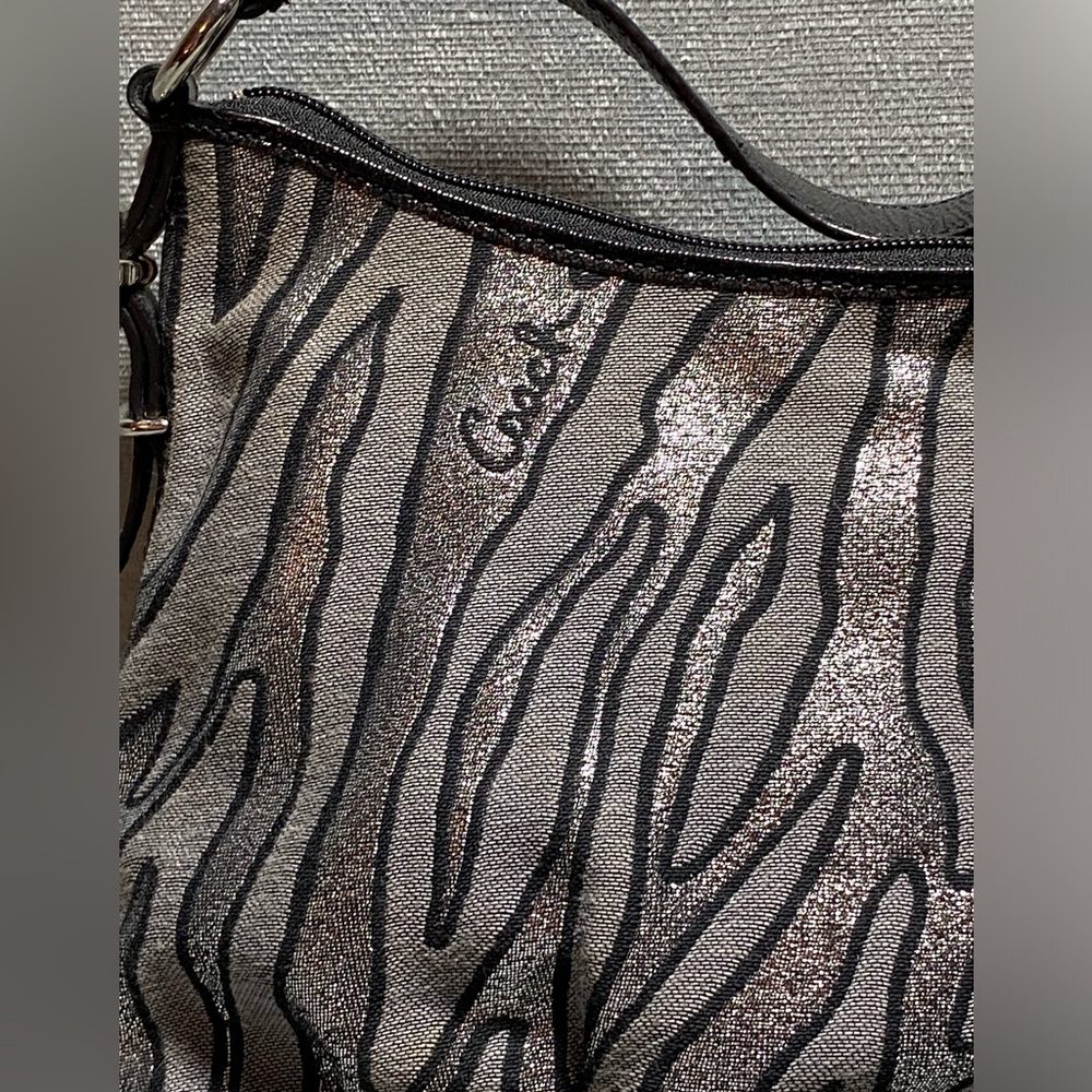 EUC coach metallic zebra print purse 10.5” x 6.5” x 3.25”; 6.5 handle drop - Picture 6 of 16